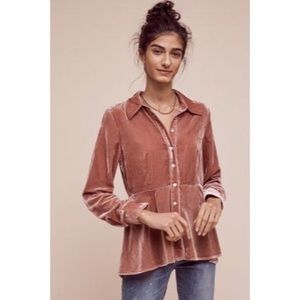 Velvet Peplum Buttondown *bow not included*